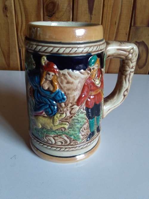 Vintage Beer Mug with Raised Detailed - Stamped Japan