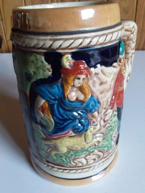 Vintage Beer Mug with Raised Detailed - Stamped Japan