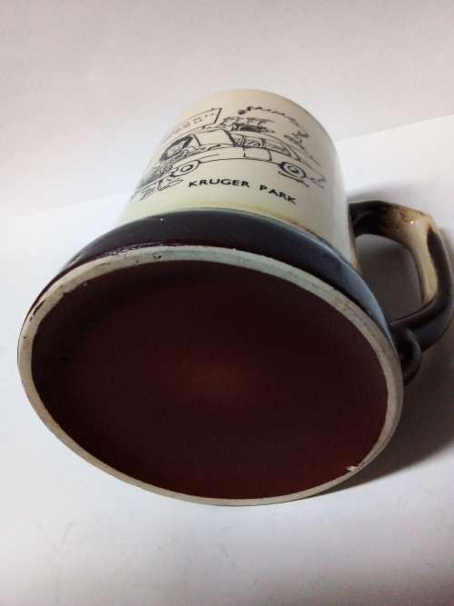 Vintage Kruger Park Earthenware Mug with Bilingual Cartoon