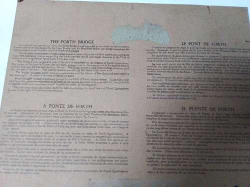 Old Print on Board of The Forth Bridge