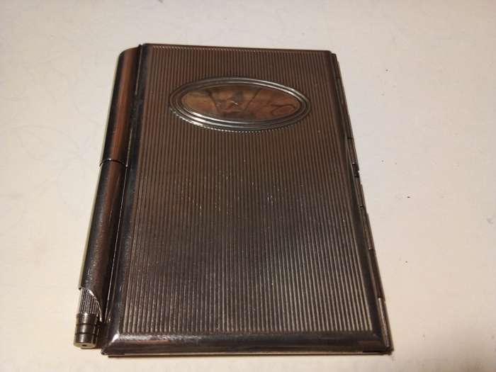 Vintage Metal Card/Note Holder with Non-working Pen