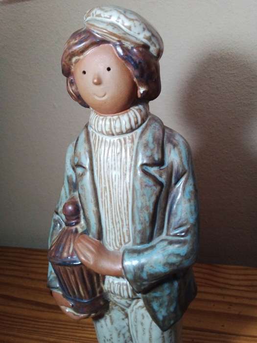 Nice Size Male & Female Glazed Clay Figurines