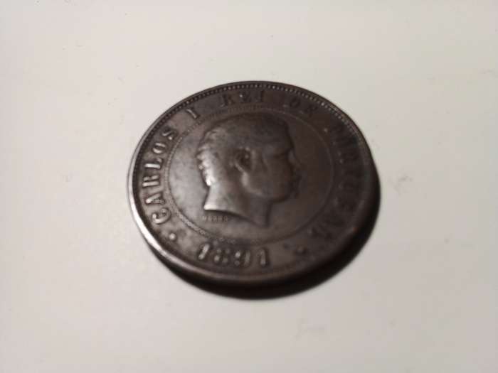 1891 Portugal 20 Reis Coin