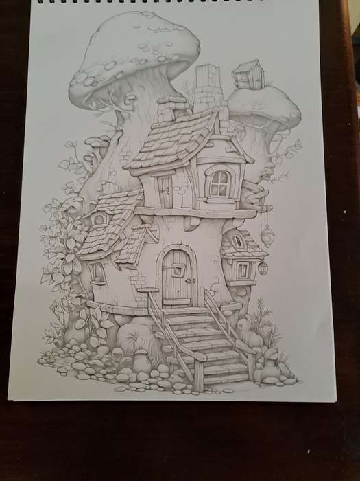 Adult Colouring book The Enchanted Cottage