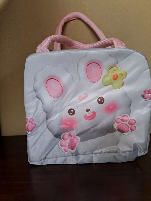 Lunch Bag for Kids with insulation  White and Pink Bunny