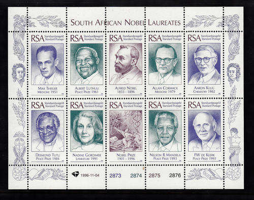 South Africa Nobel Laureates MNH Mini sheet