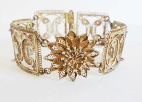 EXQUISITE!! ANTIQUE 800 FILIGREE SILVER BRACELET CIRCA 1905 175mm X 22mm