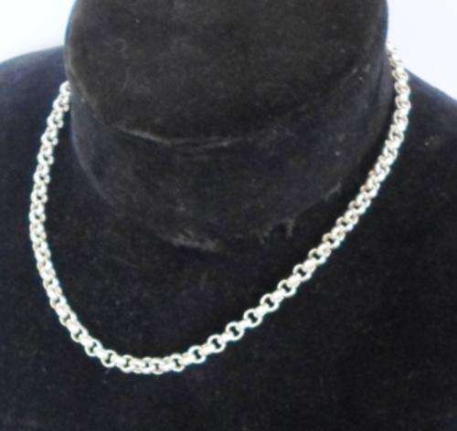 SUPERIOR QUALITY!! SOLID CHUNKY SILVER HOOP LINK CHAIN 39.6gr