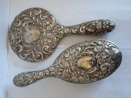WOW!! STUNNING 1971 BIRMINGHAM SILVER MIRROR & BRUSH BY B&CO FANTASTIC DESIGN WOW!!