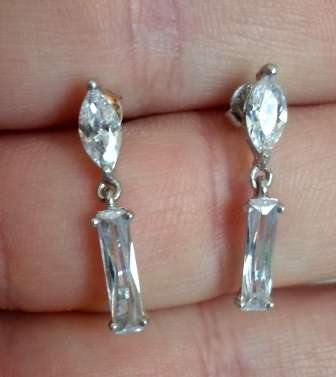 WOW!! GORGEOUS STERLING SILVER & CZ  DROP EARRINGS 2,4g  WOW!!