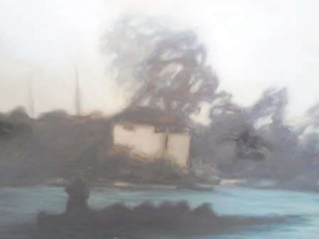 UNUSUAL OIL ON CANVAS SIGNED E VD M DATED '06 700 X 500mm