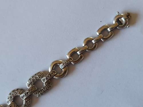 Exquisite American Swiss sterling silver and cz bracelet  23,5g Stunning!!