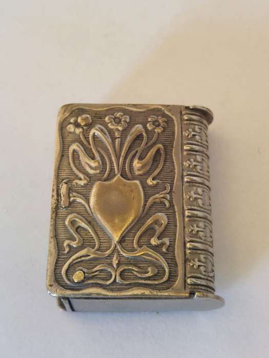 Rare!! Art Nouveau nickel plated double sided vesta case circa 1895 WOW!!
