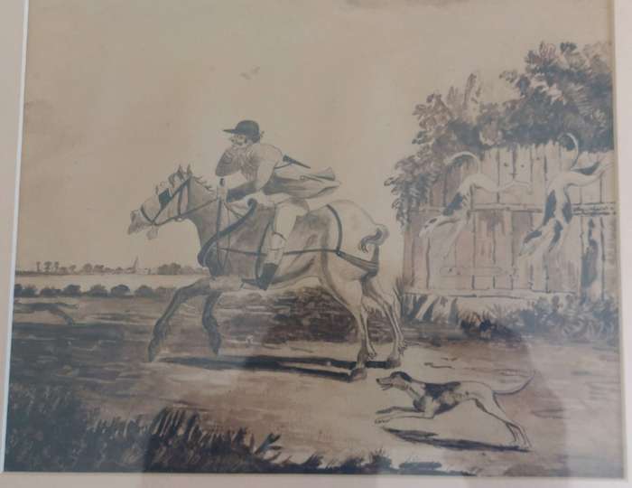 Rare!! Early 19th century fox hunting ink sketch circa 1830`s Value R3500