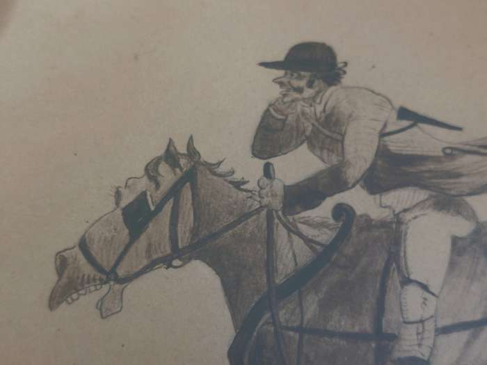 Rare!! Early 19th century fox hunting ink sketch circa 1830`s Value R3500
