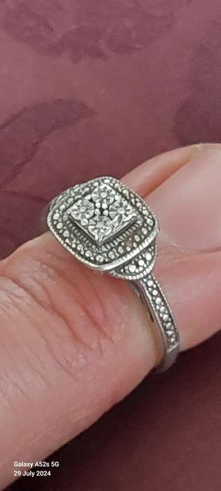 Vintage sterling silver 0.023ct diamond ring 2.5g