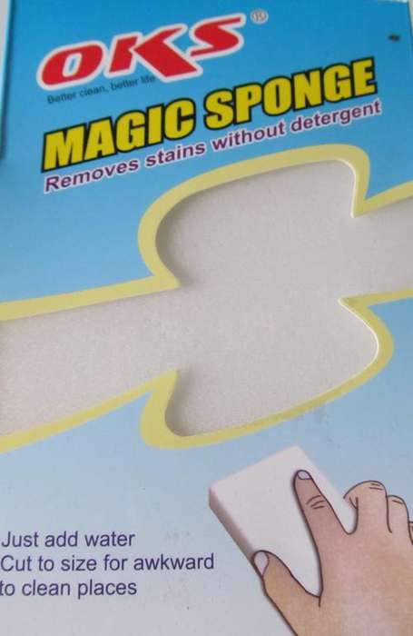 The amazing MAGIC SPONGE!!  Cleans without soap, just add water!! 100's of Uses