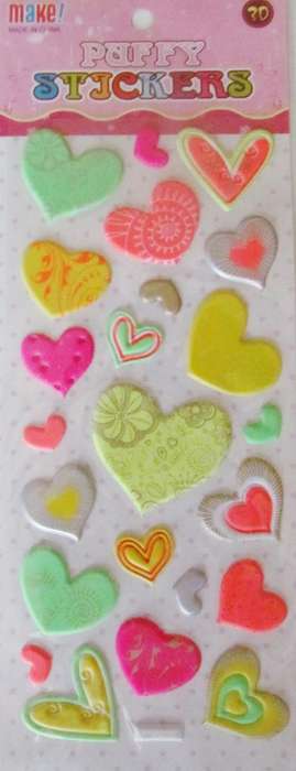 Really nice!! 30 Puffy Heart stickers, perfect for card making or scrapbooking.