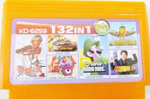 132 game cartridge. Includes all time favourites like Mario, Circus Charlie, Kang Fu, ect
