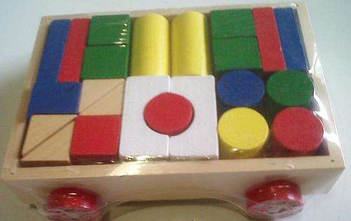 Colourfull Wooden Trolley and blocks!!!  Will keep baby entertained for hours. Perfect Gift!!!