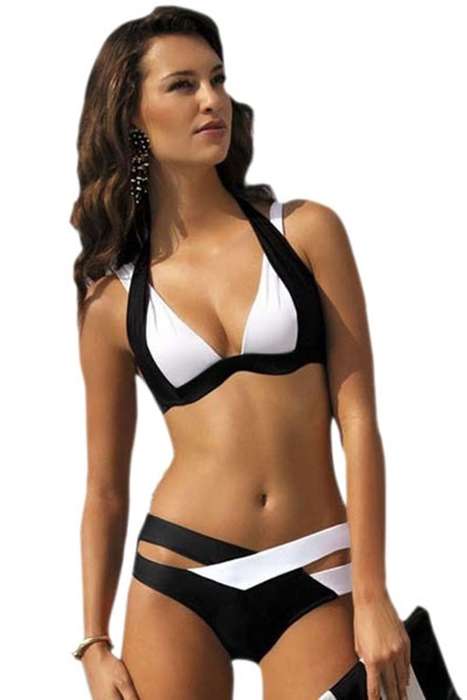 *DIVA RANGE* Black White Color Block Push up Swimwear