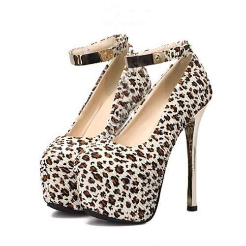 *SHOES* SEXY LEOPARD PLATFORMS ROUND TOE THIN HEELS PUMPS
