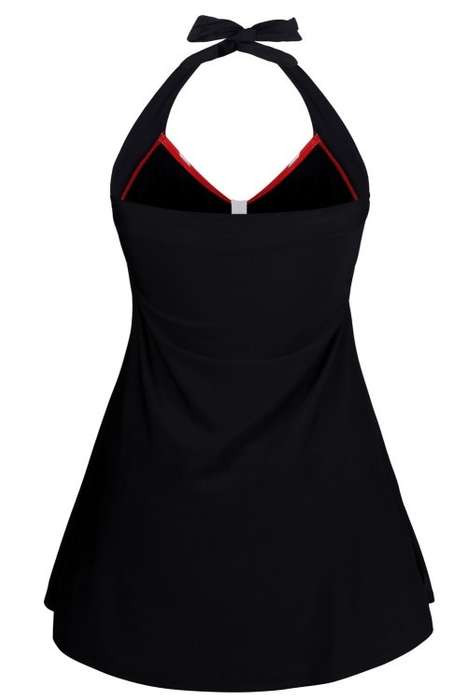 *DIVA RANGE* Red White Stripes and Bow Black One-piece Swimdress