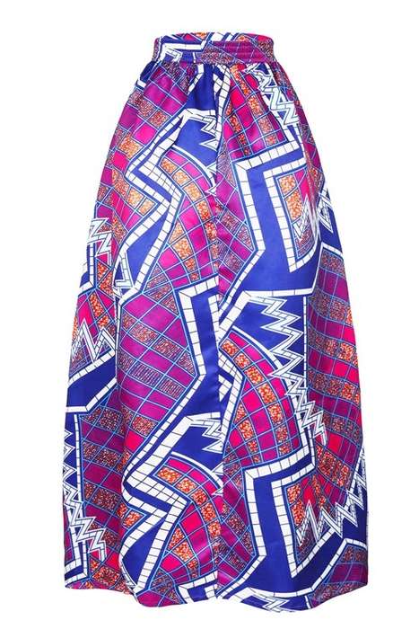 *DIVA RANGE* Stylish Diagram Block African Print Maxi Skirt