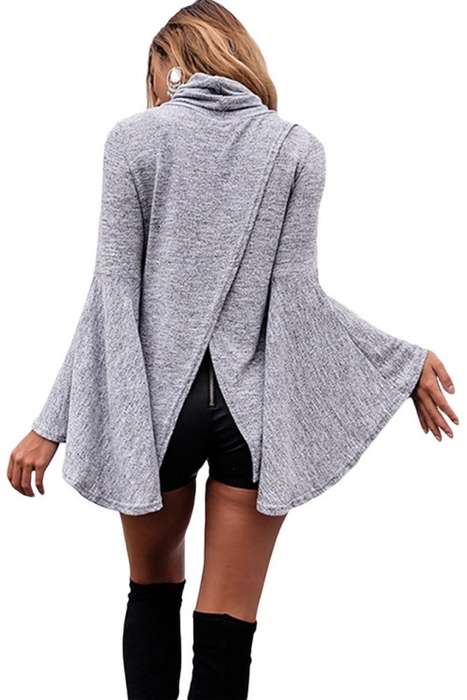 *DIVA RANGE* Light Grey Flared Bell Sleeve Knit Blouse