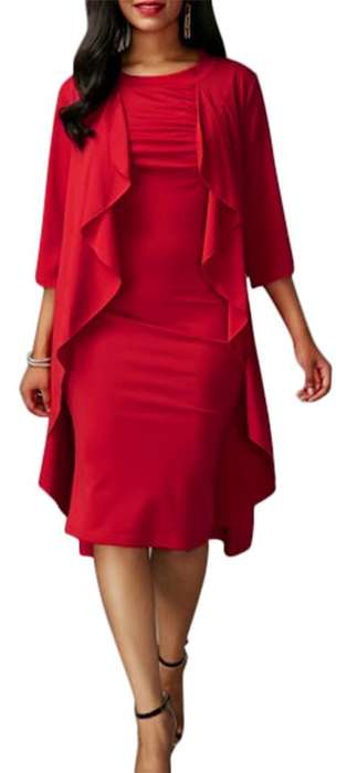 *WILD ROSE* Red Formal Dress with Overlay Sides - M/L/XL/2XL