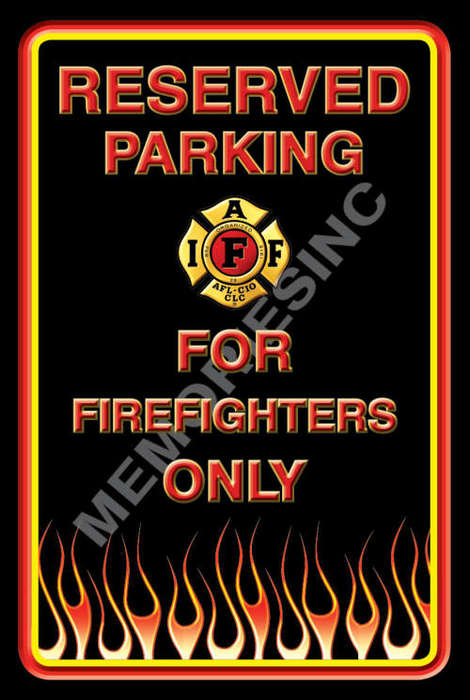 Reserved Parking - Firefighters - Classic Metal Sign