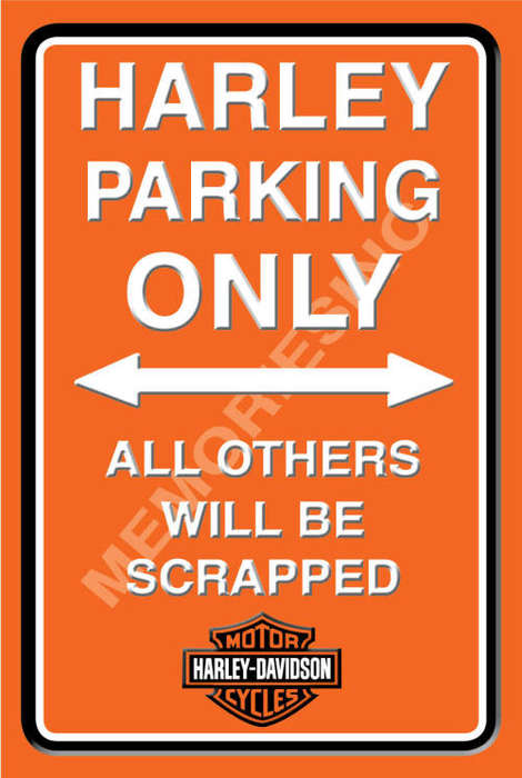 Harley Parking - Portrait - Classic Metal Sign