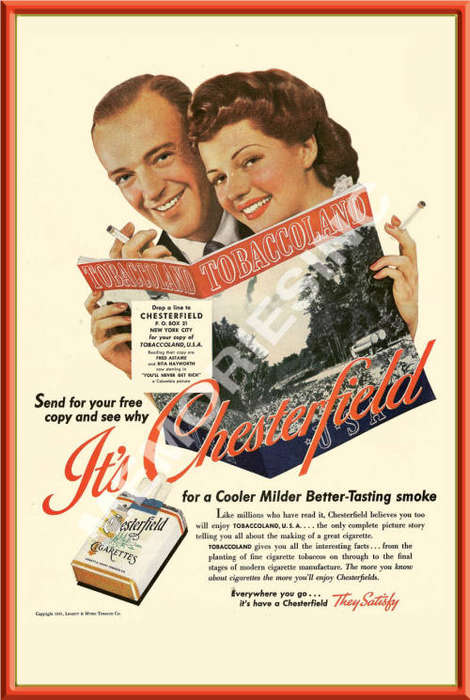 Chesterfield - Fred Astaire - Rita Hayworth - Classic Metal Sign