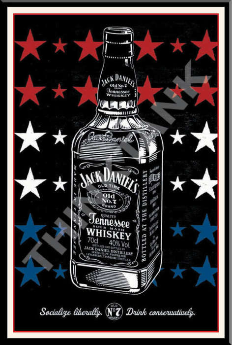 Jack Daniels - Hand Drawn Bottle - Classic Metal Sign