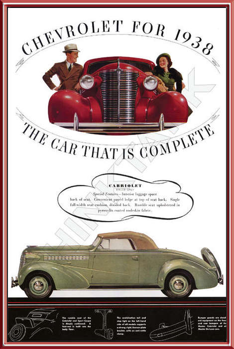 Chevrolet Cabriolet (1938) - Classic Metal Sign