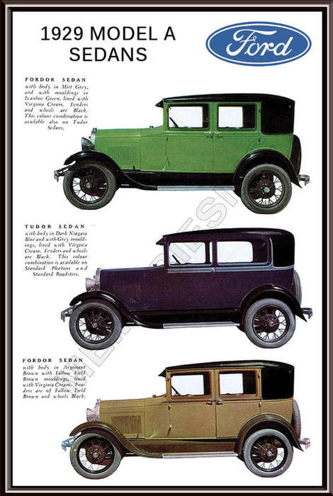 Ford Model A Sedans (1929) - Metal Sign