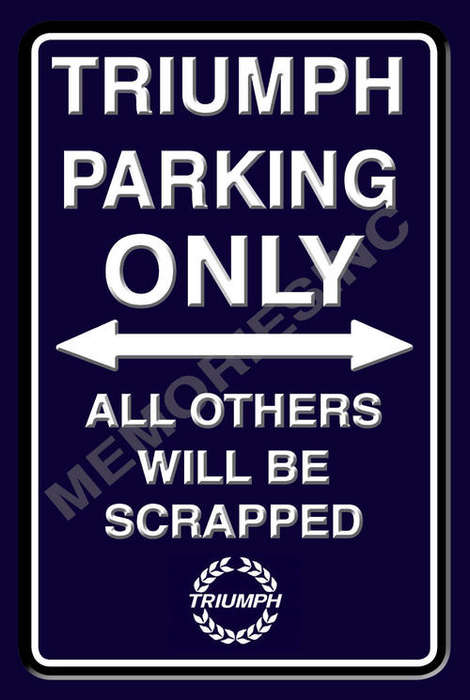 Triumph Parking Only - Portrait - Metal Sign