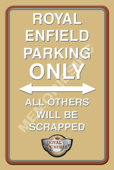 Royal Enfield Parking Only - Portrait - Metal Sign