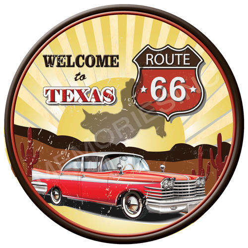 Route 66 Texas - Classic Round Metal Sign