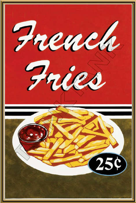 Vintage  Fast Food Advertising Metal Sign - French Fries