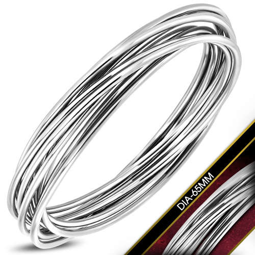 DIA-65mm | Stainless Steel 9-piece Bonded Interlocking Bangle - BCH955