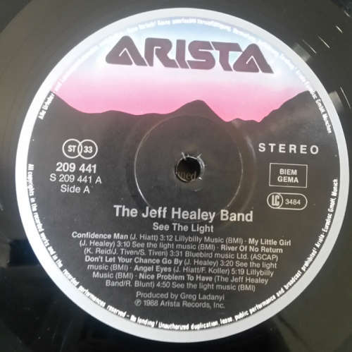 The Jeff Healey Band - See the Light 1988 Vinyl LP Europe