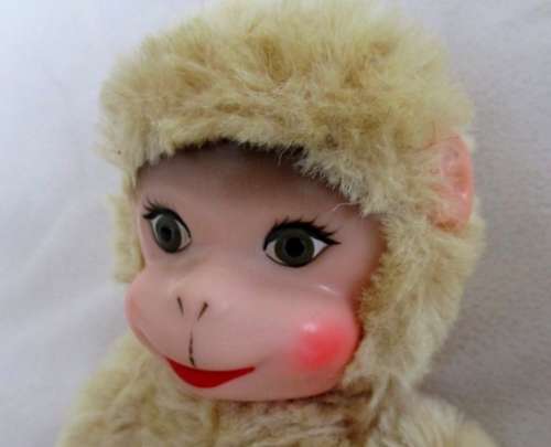 A VINTAGE FULLY JOINTED RUBBER-FACED MONKEY - DEFINITELY A FEMALE!!