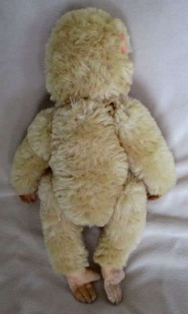 A VINTAGE FULLY JOINTED RUBBER-FACED MONKEY - DEFINITELY A FEMALE!!