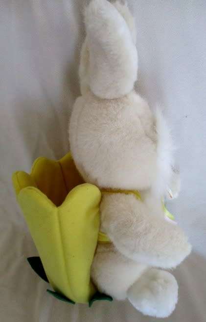 CUTE TOY WORLD BUNNY RABBIT WITH BASKET - GREAT FOR STASHING EGGS AT EASTER!