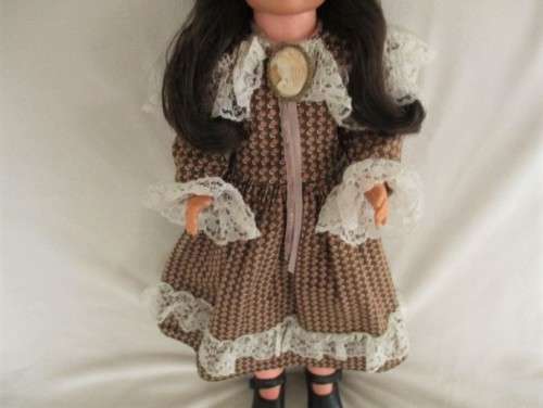 A LOVELY 49CM TALL BROWN-EYED VINTAGE DOLL