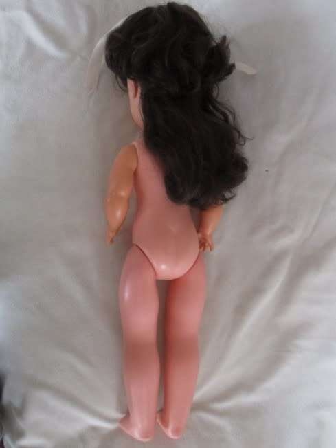 A LOVELY 49CM TALL BROWN-EYED VINTAGE DOLL