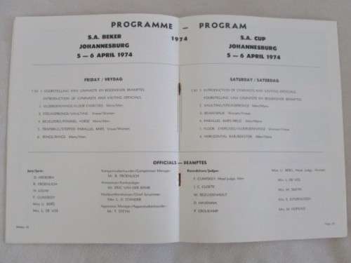 THREE VINTAGE 1970`s S.A. CUP GYMNASTICS SOUVENIR PROGRAMMES (COVER SKETCHES - ERNST DE JONG)