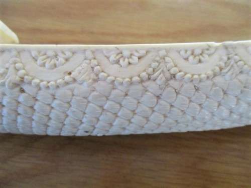 ANTIQUE 1800's CANTON DRAGON BOAT CARVED FROM A SOLID PIECE OF IVORY - INCOMPLETE