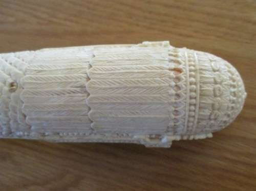 ANTIQUE 1800's CANTON DRAGON BOAT CARVED FROM A SOLID PIECE OF IVORY - INCOMPLETE